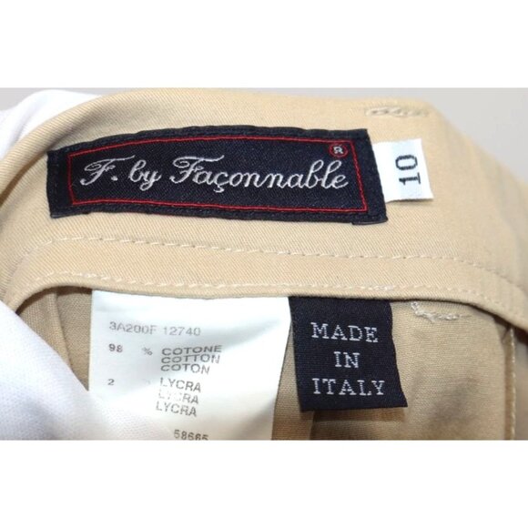 F. By Faconnable Beige Straight Chino Pants Italy Sz 10 Light Academia Preppy - Picture 2 of 10